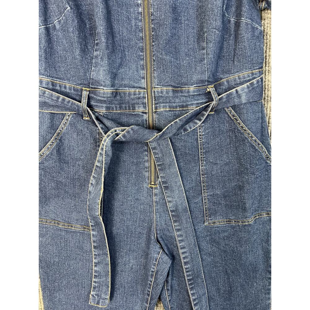 Ava & Viv Denim Jumpsuit Womens Plus 18 Blue Flare Leg Boho Hippie Western - Picture 3 of 10